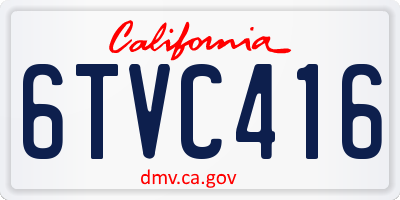 CA license plate 6TVC416