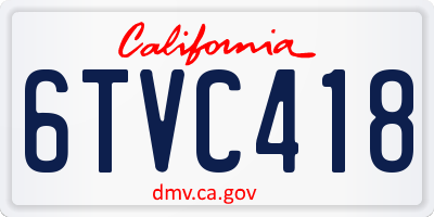 CA license plate 6TVC418