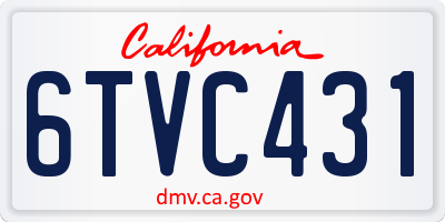 CA license plate 6TVC431