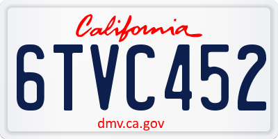 CA license plate 6TVC452