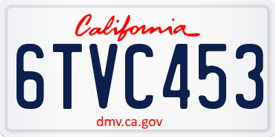 CA license plate 6TVC453