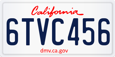 CA license plate 6TVC456