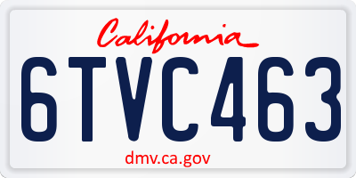 CA license plate 6TVC463