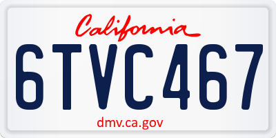 CA license plate 6TVC467