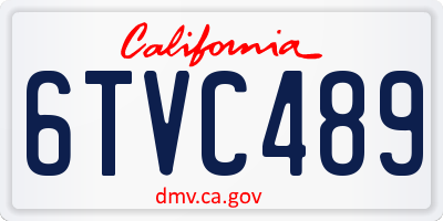 CA license plate 6TVC489