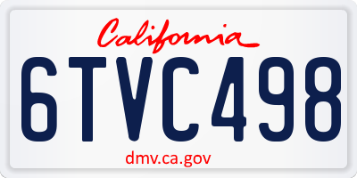 CA license plate 6TVC498