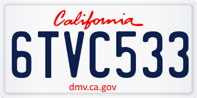 CA license plate 6TVC533