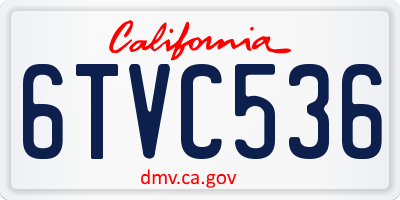 CA license plate 6TVC536