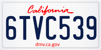 CA license plate 6TVC539