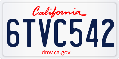 CA license plate 6TVC542