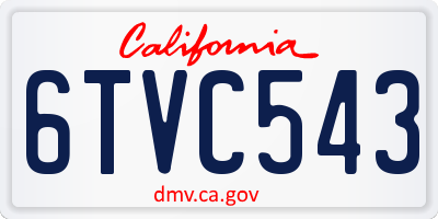 CA license plate 6TVC543