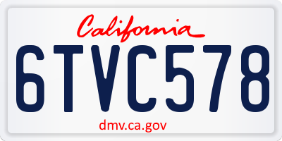 CA license plate 6TVC578