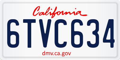 CA license plate 6TVC634