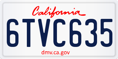 CA license plate 6TVC635