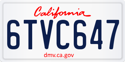 CA license plate 6TVC647
