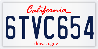 CA license plate 6TVC654
