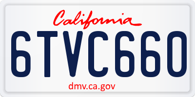 CA license plate 6TVC660