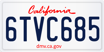 CA license plate 6TVC685