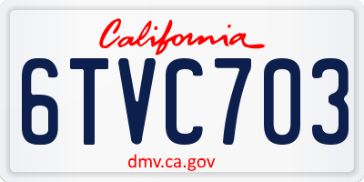 CA license plate 6TVC703