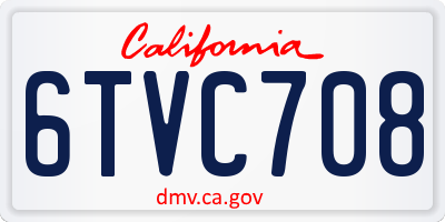 CA license plate 6TVC708