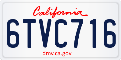 CA license plate 6TVC716