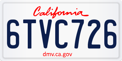 CA license plate 6TVC726