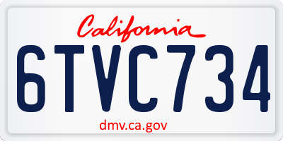 CA license plate 6TVC734