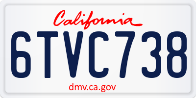 CA license plate 6TVC738