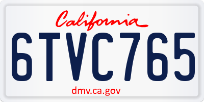 CA license plate 6TVC765