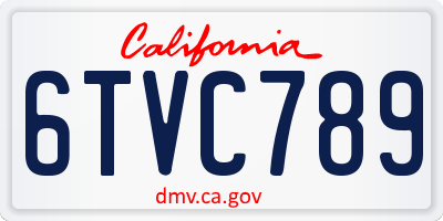 CA license plate 6TVC789