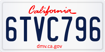 CA license plate 6TVC796