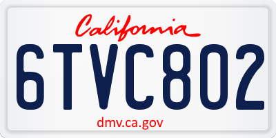 CA license plate 6TVC802