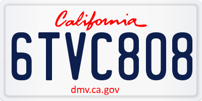 CA license plate 6TVC808