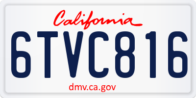 CA license plate 6TVC816