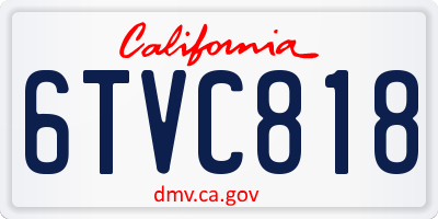 CA license plate 6TVC818