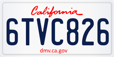 CA license plate 6TVC826