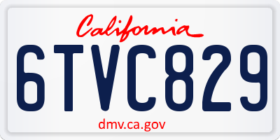 CA license plate 6TVC829