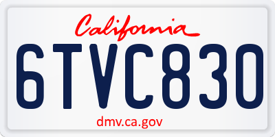 CA license plate 6TVC830