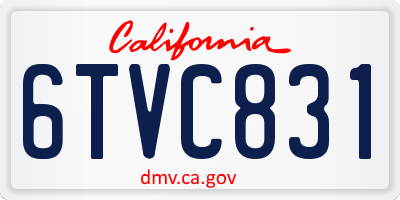 CA license plate 6TVC831