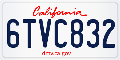 CA license plate 6TVC832