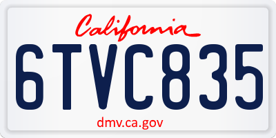 CA license plate 6TVC835