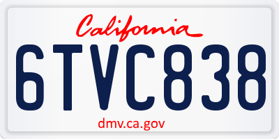 CA license plate 6TVC838