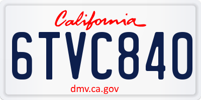 CA license plate 6TVC840