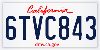 CA license plate 6TVC843