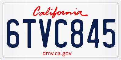 CA license plate 6TVC845