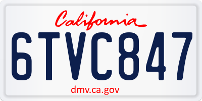 CA license plate 6TVC847