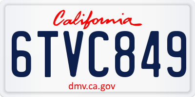 CA license plate 6TVC849