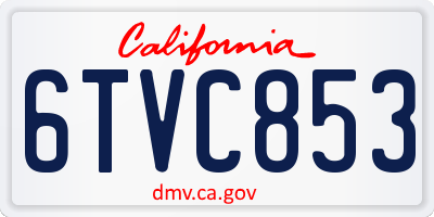 CA license plate 6TVC853