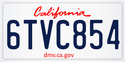 CA license plate 6TVC854