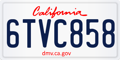 CA license plate 6TVC858